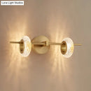 GobekUsa Contemporary Brass Double Oval Wall Light with LED Mount - Crystal Design