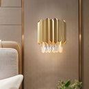 GobekUsa Contemporary Clear Crystal Wall Lamp - 1 Light, Brass Finish - Ideal for Living Room Lighting