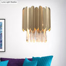 GobekUsa Contemporary Clear Crystal Wall Lamp - 1 Light, Brass Finish - Ideal for Living Room Lighting