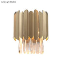 GobekUsa Contemporary Clear Crystal Wall Lamp - 1 Light, Brass Finish - Ideal for Living Room Lighting