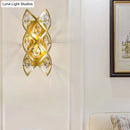 GobekUsa Contemporary Brass Finish Teardrop Sconce: Clear Crystal Wall Light with 2 Lights for Living Room