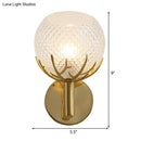 GobekUsa Contemporary Frosted Lattice Glass Wall Lamp - 1 Light Brass Finish Sconce