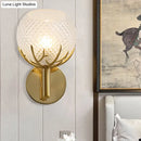 GobekUsa Contemporary Frosted Lattice Glass Wall Lamp - 1 Light Brass Finish Sconce