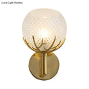 GobekUsa Contemporary Frosted Lattice Glass Wall Lamp - 1 Light Brass Finish Sconce