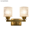 GobekUsa Contemporary Brass Wall Light Fixture with Lattice Glass for Corridor - Cylinder Shape