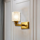 GobekUsa Contemporary Brass Wall Light Fixture with Lattice Glass for Corridor - Cylinder Shape