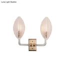 GobekUsa Contemporary Leaf Textured Glass Wall Sconce with Brass Backplate - 1/2 Lights for Living Room