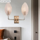 GobekUsa Contemporary Leaf Textured Glass Wall Sconce with Brass Backplate - 1/2 Lights for Living Room