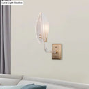 GobekUsa Contemporary Leaf Textured Glass Wall Sconce with Brass Backplate - 1/2 Lights for Living Room