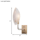 GobekUsa Contemporary Leaf Textured Glass Wall Sconce with Brass Backplate - 1/2 Lights for Living Room