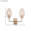 GobekUsa Contemporary Leaf Textured Glass Wall Sconce with Brass Backplate - 1/2 Lights for Living Room