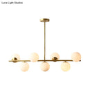 GobekUsa Contemporary Brass Pendant Lamp with 7-Light White Glass, Ideal for Living Room Illumination