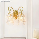 GobekUsa Contemporary Teardrop Crystal Wall Mount Light with 2 Brass Sconce Lights for Bedroom