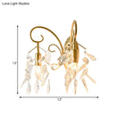 GobekUsa Contemporary Teardrop Crystal Wall Mount Light with 2 Brass Sconce Lights for Bedroom