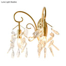 GobekUsa Contemporary Teardrop Crystal Wall Mount Light with 2 Brass Sconce Lights for Bedroom