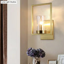 GobekUsa Contemporary Brass Wall Sconce with Clear Glass Shade - Cylindrical Bedroom Light Fixture