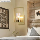 GobekUsa Contemporary Brass Wall Sconce with Clear Glass Shade - Cylindrical Bedroom Light Fixture
