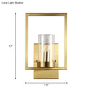 GobekUsa Contemporary Brass Wall Sconce with Clear Glass Shade - Cylindrical Bedroom Light Fixture