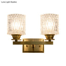 GobekUsa Contemporary Brass Wall Light Fixture with Lattice Glass for Corridor - Cylinder Shape