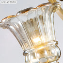 GobekUsa Contemporary Brass Wall Mount Light with Crystal Drop - Flower Bedroom Sconce