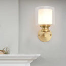 GobekUsa Contemporary Brass Wall Mounted Light Fixture for Living Room - Armed Sconce with Metal Frame & 1 Bulb