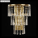 GobekUsa Contemporary Brass Wall Sconce Lighting: Crystal Flute Tiered Hall Mounted Light