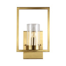 GobekUsa Contemporary Brass Wall Sconce with Clear Glass Shade - Cylindrical Bedroom Light Fixture