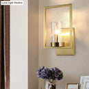 GobekUsa Contemporary Brass Wall Sconce with Clear Glass Shade - Cylindrical Bedroom Light Fixture