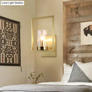 GobekUsa Contemporary Brass Wall Sconce with Clear Glass Shade - Cylindrical Bedroom Light Fixture