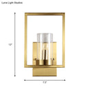GobekUsa Contemporary Brass Wall Sconce with Clear Glass Shade - Cylindrical Bedroom Light Fixture