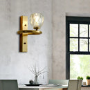 GobekUsa Contemporary Brass Wall Sconce with Global Crystal Shade - Elegant Dining Room Lighting