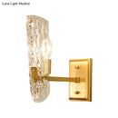 GobekUsa Contemporary Clear Water Glass Wall Sconce - Brass 1/2-Light Bedside Lamp