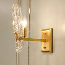 GobekUsa Contemporary Clear Water Glass Wall Sconce - Brass 1/2-Light Bedside Lamp