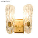 GobekUsa Contemporary Clear Water Glass Wall Sconce - Brass 1/2-Light Bedside Lamp