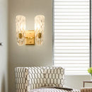 GobekUsa Contemporary Clear Water Glass Wall Sconce - Brass 1/2-Light Bedside Lamp
