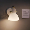 GobekUsa Contemporary Wall Lamp with Adjustable Arm and White Glass Dome