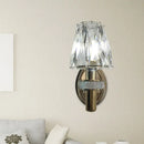 GobekUsa Bronze Contemporary Crystal Wall Sconce with Conic 1-Head Light