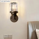 GobekUsa Contemporary Bronze Wall Sconce with Ribbed Crystal Shade - 1 Light Fixture for Hallway