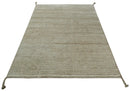Contemporary Camel and Ivory Geometrical Square Design Hand Knotted 6.7x9.8 Wool Area Rug by The Rug Decor
