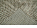 Contemporary Camel and Ivory Geometrical Square Design Hand Knotted 6.7x9.8 Wool Area Rug by The Rug Decor