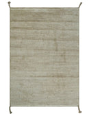 Contemporary Camel and Ivory Geometrical Square Design Hand Knotted 6.7x9.8 Wool Area Rug by The Rug Decor