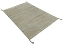 Contemporary Camel and Ivory Geometrical Square Design Hand Knotted 6.7x9.8 Wool Area Rug by The Rug Decor