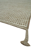 Contemporary Camel and Ivory Geometrical Square Design Hand Knotted 6.7x9.8 Wool Area Rug by The Rug Decor