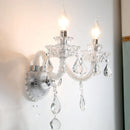 GobekUsa Contemporary Candelabra Wall Sconce with Clear Faceted Crystals and Droplets - 2 Bulbs
