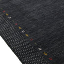 Contemporary Charcoal Gabbeh Border Hand Loomed Wool Area Rug