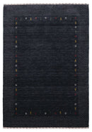 Contemporary Charcoal Gabbeh Border Hand Loomed Wool Area Rug