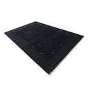 Contemporary Charcoal Gabbeh Border Hand Loomed Wool Area Rug
