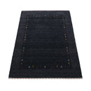 Contemporary Charcoal Gabbeh Border Hand Loomed Wool Area Rug