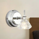 GobekUsa Contemporary Crystal Bathroom Sconce with Beveled Clear Glass and Chrome Finish