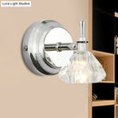 GobekUsa Contemporary Crystal Bathroom Sconce with Beveled Clear Glass and Chrome Finish